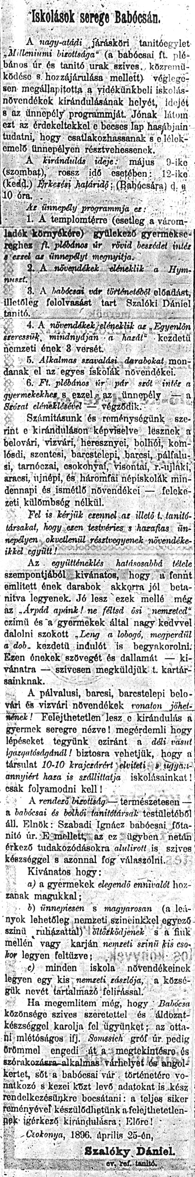 Felh�v�s egy bab�csai kir�ndul�sra 