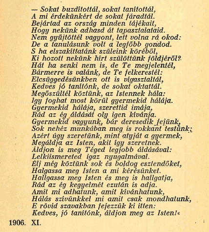 Nagyat�di Szab� Istv�n verse 1906-b�l