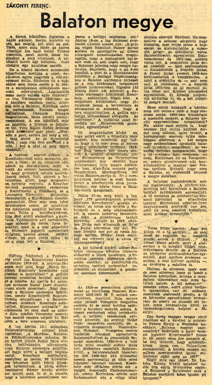 Cikk: Balaton megye