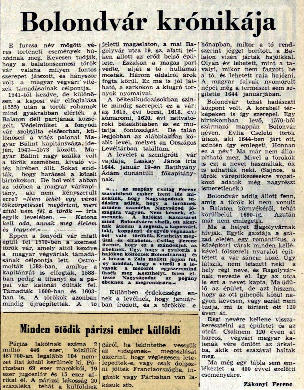 Cikk:Bolondv�r kr�nik�ja