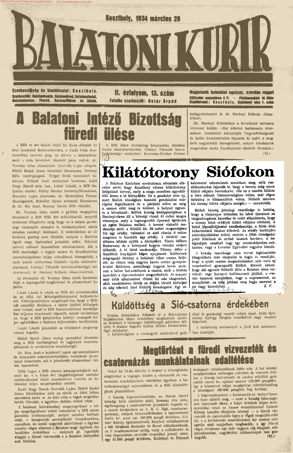 Balatoni Kur�r 1934.